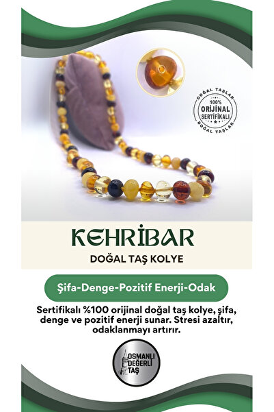 OSMANLI DEĞERLİ TAŞ Sertifikalı Kehribar %100 Orijinal Doğal Taş Kolye Model 6