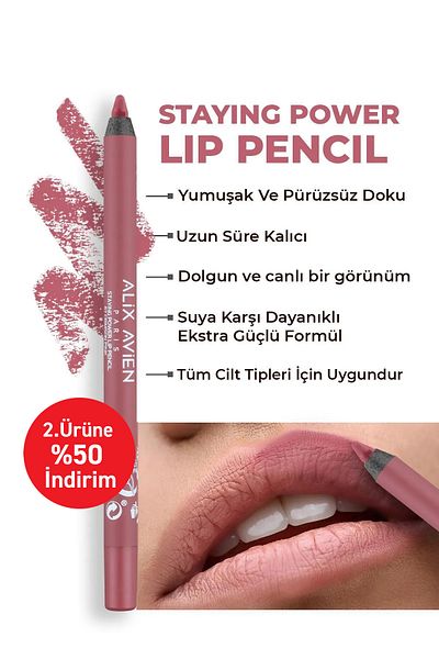Alix Avien Waterproof Soft Lip Liner - Staying Power Lip Pencil 67 Crimson Pink