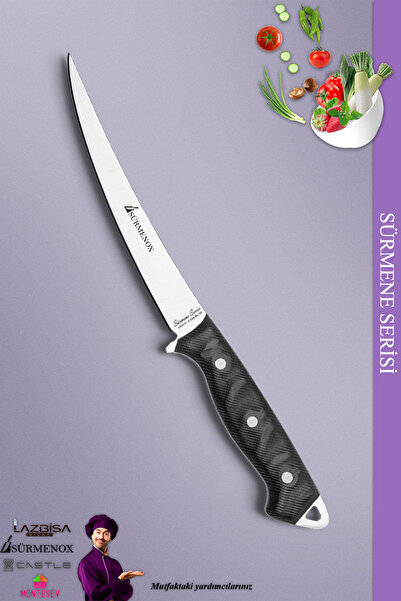 SÜRMENOX Sürmene Serisi Mutfak Fileto Bıçağı Steak Bıçak Et Balık Tavuk Fileto Bıçağı Siyah ( Mft-208 )