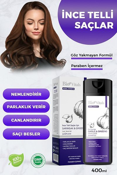 Bio Vitals Ginseng and Garlic Supported Shampoo 400ml