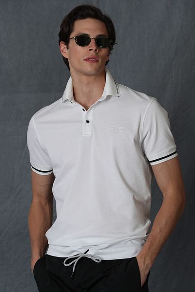 Lufian Tricou polo Forester Smart pentru bărbați, alb