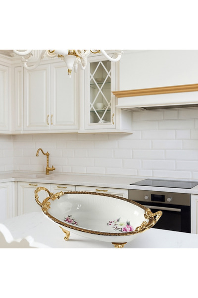 Veliday Davet Ayaklı Sunumluk 31 cm* 16cm - Porselen Ayaklı Sunum Tabağı | Pa...