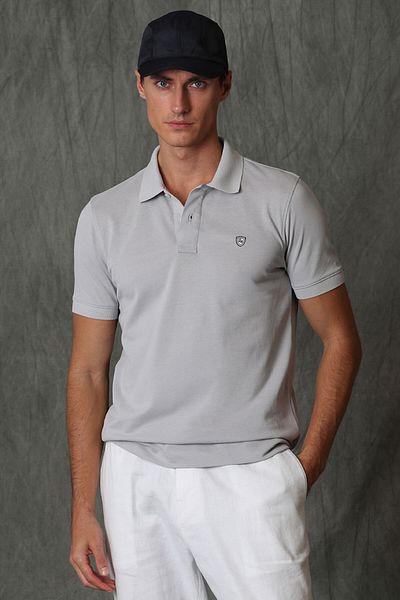 Lufian Laon Men's Sports Polo Neck T-Shirt - Stone
