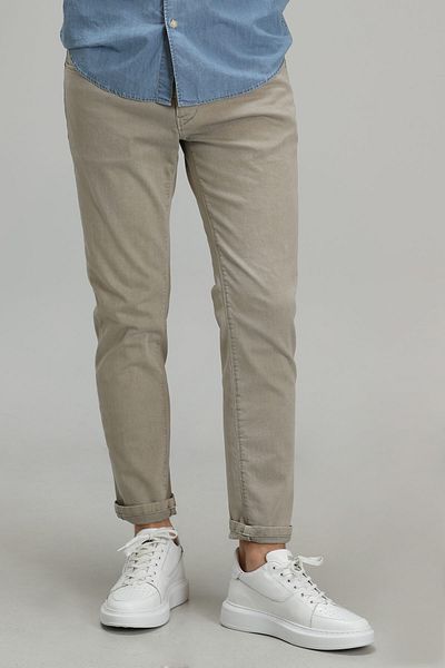 Lufian Helt Sport 5 Pocket Men's Trousers Slim Fit Beige