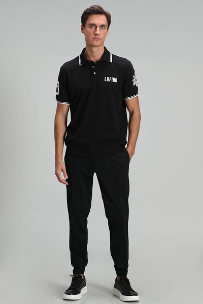 Lufian Black Dandy Sports Polo Men's T-Shirt