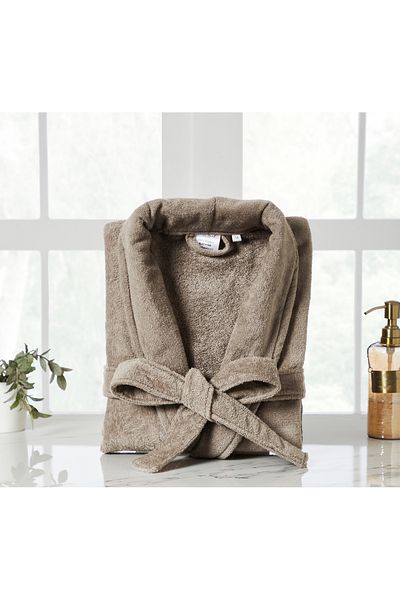 Donetella Unisex 100% Cotton Velour Bathrobe Small & Medium, 400 GSM, Ankle-Length with Shawl Collar & Pockets