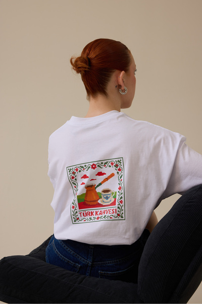 Lesin Studio Türk Kahvesi Oversize Baskılı Tişört