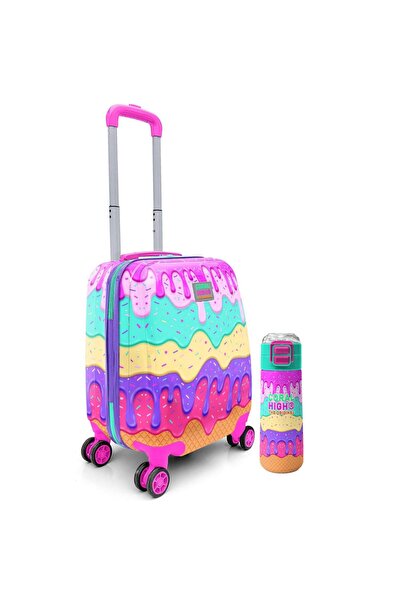 Coral High Kids Pembe Gümüş Unicorn Desenli Çocuk Valizi Ve Matara