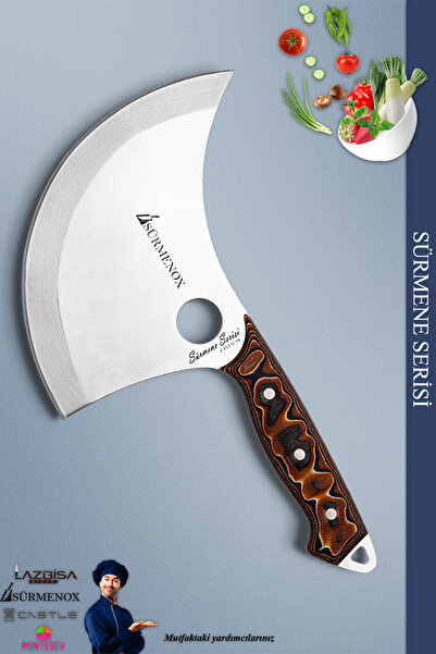 SÜRMENOX Sürmene Serisi Mutfak Bıçak Hilal Börek Bıçağı Pizza Pide Salata Bıçağı Kahverengi ( Mft-001 )