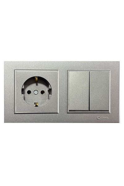 MAKEL Karea Smoked Grounded Socket + Commutator (Dual) Switch Set