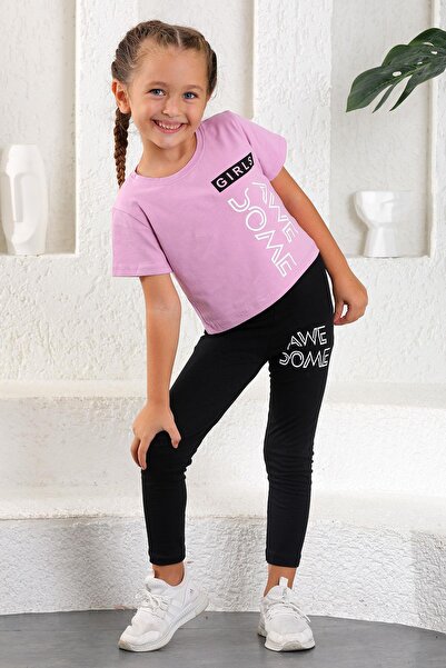 zepkids okrugla kragna Kratki rukavi Be Awe Some Štampano Set tajica za devoj...