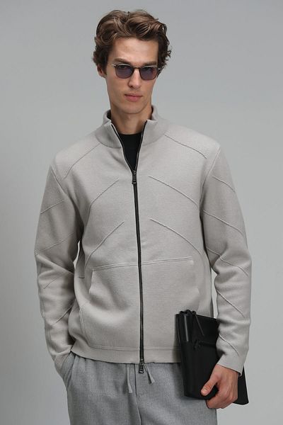 Lufian Amır Men's Cardigan Light Gray