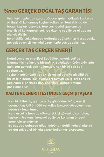 Orenda Design Amazonit Doğal Taş Bileklik (Yatıştırıcı ve Dengeleyici) 1.KALİTE DOĞAL TAŞ