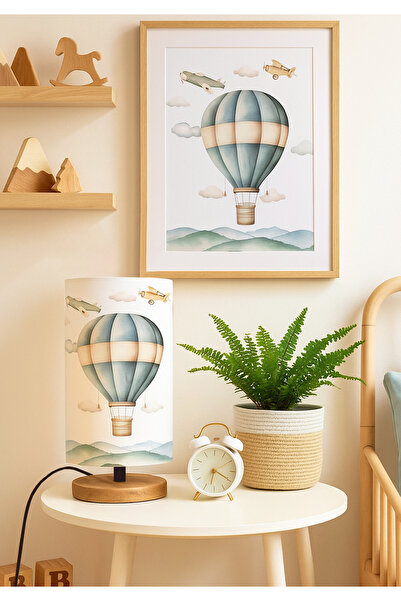 HOMİNG Homing Warm Air Balloon Visual Children's Room Wooden Lampshade 241669