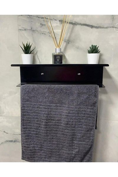 lyla concept Antory Black Towel Holder with Metal Sheet Shelf