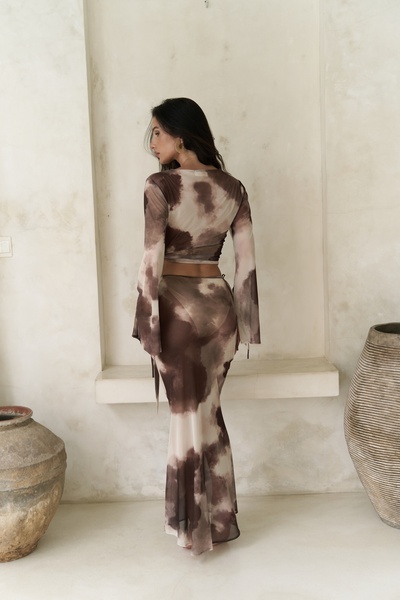 BOHEMAİ Pnaisyonist Long Sleeve Coffee Crop Skirt Suit