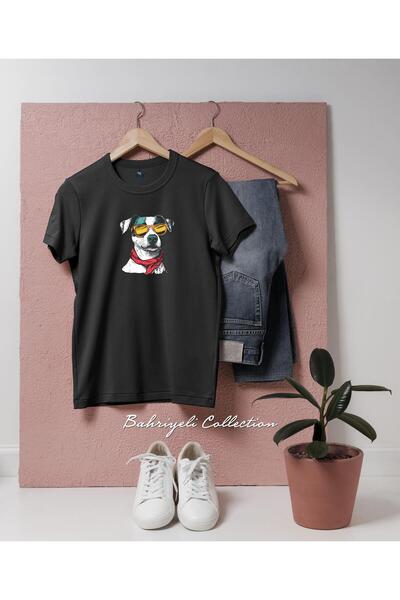 bahriyeli.jpeg Unisex T-Shirt with Oversized Sunglasses and Bandana Wearing Cool Dog Design
