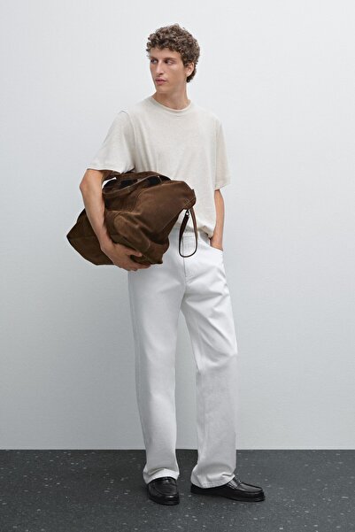 Massimo Dutti Keten karışımlı kısa kollu t-shirt