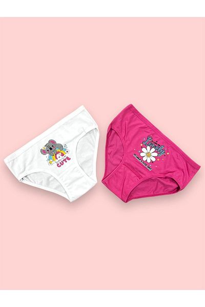Erdenay Tekstil Set de 5 chiloți imprimați colorat pentru fete
