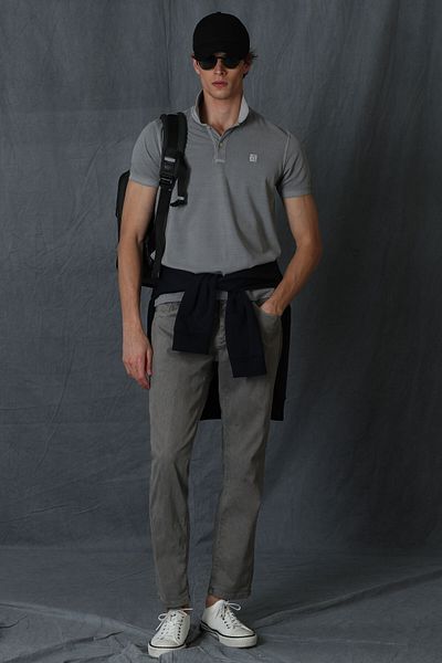 Lufian Šedé pánské tričko Vernon Sports Polo