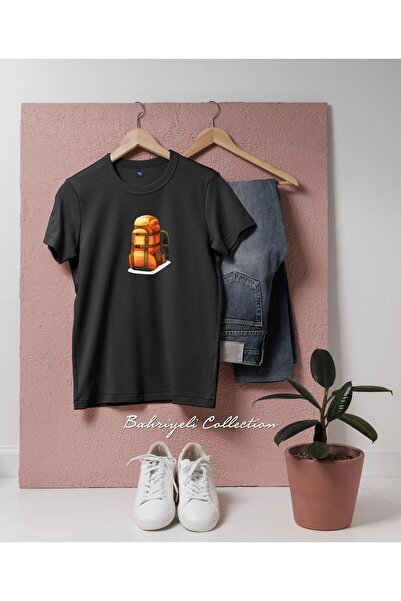 bahriyeli.jpeg oversized Πορτοκαλί μπλουζάκι ταξιδιού με σακίδιο πλάτης με σχ...