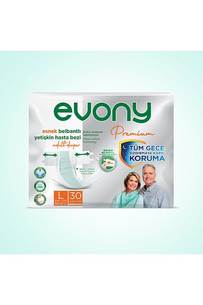 Evony Premium Adult Diapers Large 30 Pieces