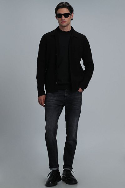 Lufian Solid Men's Cardigan Black