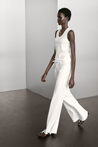 Massimo Dutti Pamuklu karışımlı bisiklet yaka t-shirt