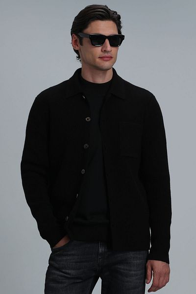 Lufian Solid Men's Cardigan Black