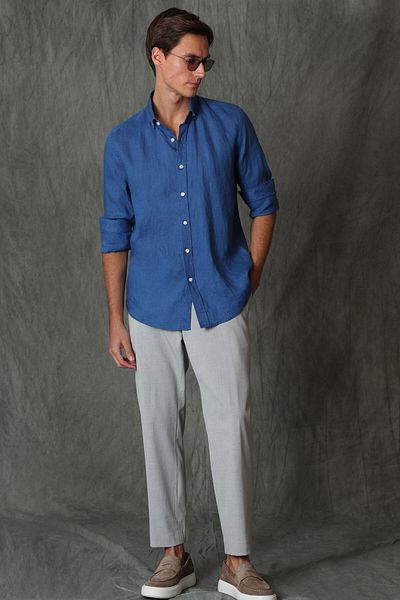 Lufian Ανδρικό λινό πουκάμισο - Pitaya Comfort Fit, Saks
