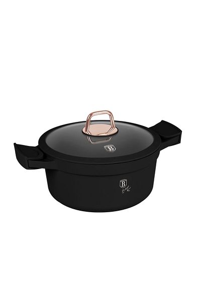 Berlinger Haus Pot with lid, silicone handles 24 cm, 4.4L Black Rose Berlinger Haus BH 1457, non-stick, black