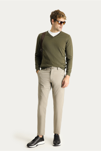Kiğılı Relaxed Fit Rahat Kesim Likralı Kanvas / Chino Pantolon