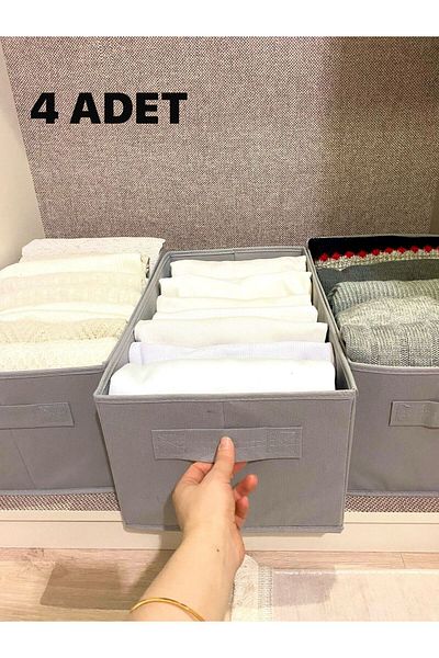 aydev home collection 4 Pieces Closet Organizer, Wardrobe Organizer, Clothes Storage Box Organizer Gray