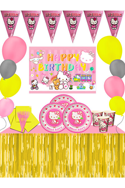 snowparty Hello Kitty Afişli Metalize Masa Etekli Doğum Günü Parti Süsleri Seti