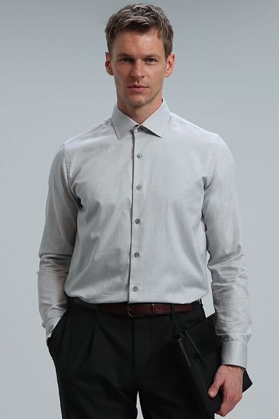 Lufian Daniel Ανδρικό πουκάμισο Basic Slim Fit Grey