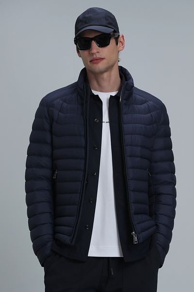Lufian Ανδρικό παλτό Andy Goose Feather Navy Blue