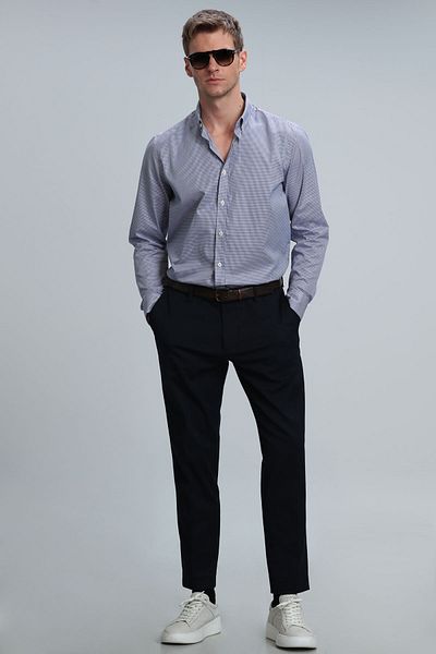 Lufian Ανδρικό πουκάμισο Getz Basic Regular Fit Navy Blue