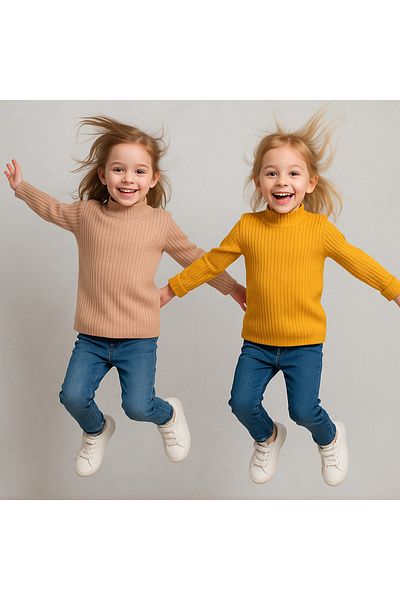 Nimini Kids Боди с поло яка за бебе момиче, изключително гъвкаво, оребрено (комплект от 2)