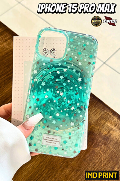 EWEC İphone 15 Pro Max Uyumlu Minik Yıldız Tasarımlı Hologramlı Ins Style Imd...