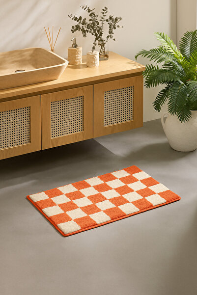 EUROBANO Covoraș de baie Chess Single Bază anti-alunecare Lavabil 60x100 cm