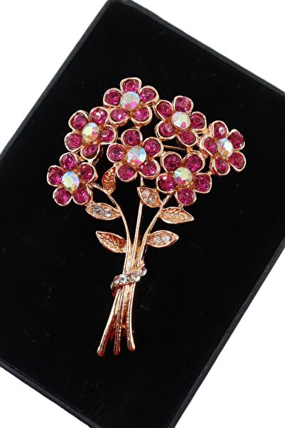 KEEBA Doğanın masum fısıltısı Kır çiçeği broş zirkon taşlı gold dallı çiçekli...