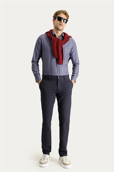 Kiğılı Regular Fit Patterned Lycra Canvas / Chino Pants
