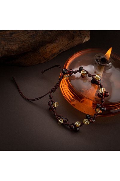 OSMANLI DOĞAL TAŞ Certified Amber Natural Cut Macrame Closure 100% Handcrafted Natural Stone Bracelet