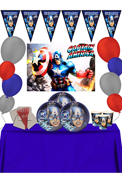 snowparty مجموعة لافتة كابتن أمريكا كابتن أمريكا المكونة من 8 قطع من لوازم حف...