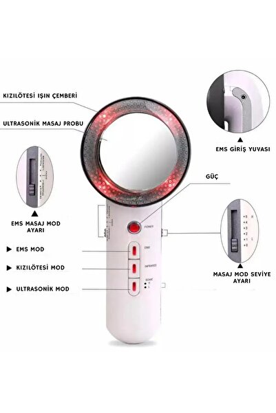 MİLAND 3 In 1 Ems Ultrasonik Kavitasyon Cihazı Elektrikli Vücut Masajı Kızılö...