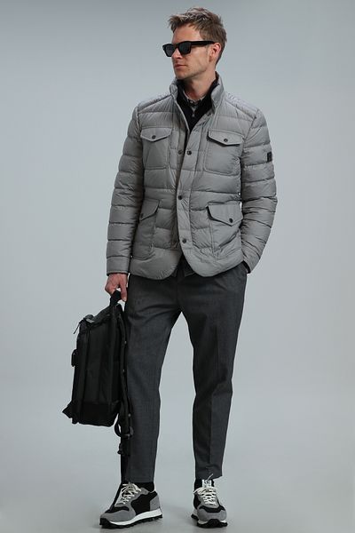 Lufian Ανδρικό παλτό Curtis Goose Feather Γκρι