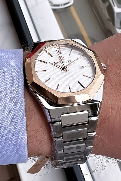 Bigotti Special Boxed 5 Atm Waterproof Men Wristwatch Silver Color Steel Cord + Gift Bracelet Bme2023C2