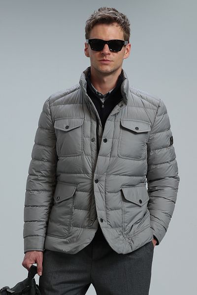 Lufian Ανδρικό παλτό Curtis Goose Feather Γκρι