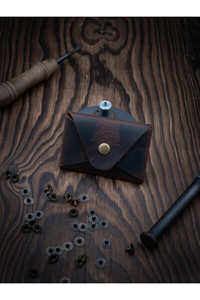 MY Leather حامل بطاقات مغلف مصنوع يدويًا من الجلد الطبيعي من Aisa بلون أسمر