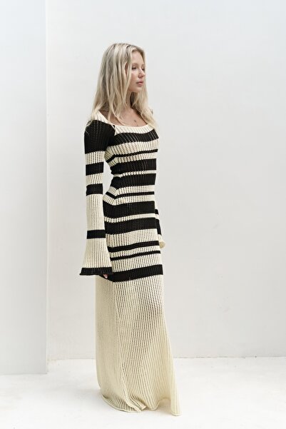 BOHEMAİ Wora Tricoturi în dungi Rochie lungă galbenă